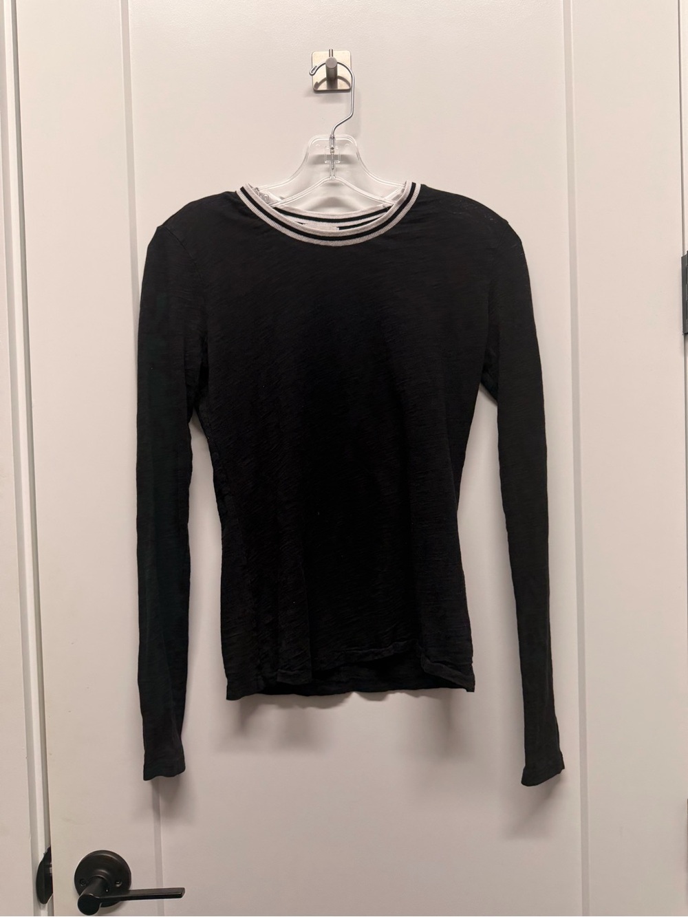 GOLDIE Black Long-Sleeve Crewneck Top with Contrast Trim